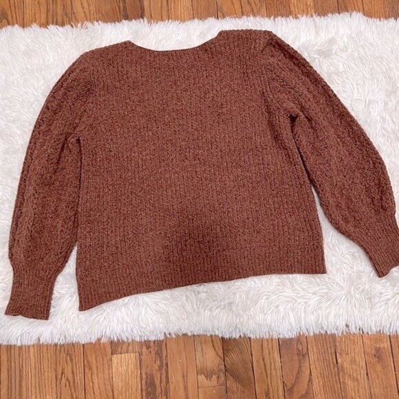 Maurice’s Solid Chenille Pointelle Sleeve Pullover Sweater size L - Picture 2 of 8
